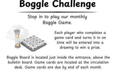 Monthly Boggle game at the Library